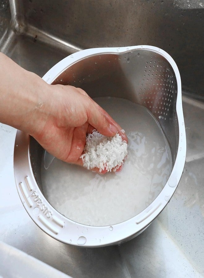 Evona Multi-Purpose Stainless Steel Rice Washer Strainer Bowl, Food Cleaner Strainer, Colander for Washing Rice, Fruits, Vegetables, Beans and Grains, Versatile Food Strainers Kitchen Tool - Image 2